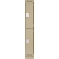 Clean Line Lockers, 2 -tier, 12" x 18" x 76", Steel, Beige, Rivet (Assembled) Planification Entrepots Molloy