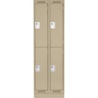 Clean Line Lockers, 2 -tier, Bank of 2, 24" x 18" x 76", Steel, Beige, Rivet (Assembled) Planification Entrepots Molloy