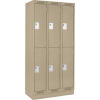 Clean Line Lockers, 2 -tier, Bank of 3, 36" x 18" x 76", Steel, Beige, Rivet (Assembled) Planification Entrepots Molloy