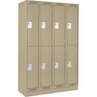 Clean Line Lockers, 2 -tier, Bank of 4, 48" x 18" x 76", Steel, Beige, Rivet (Assembled) Planification Entrepots Molloy