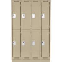 Clean Line Lockers, 2 -tier, Bank of 4, 48" x 18" x 76", Steel, Beige, Rivet (Assembled) Planification Entrepots Molloy