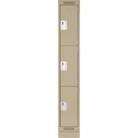 Casiers Clean Line, 3 niveaux, 12" x 18" x 76", Acier, Beige, Rivet (assembl&eacute;) Planification Entrepots Molloy