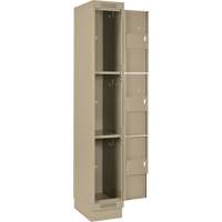 Clean Line Lockers, 3 -tier, Bank of 4, 48" x 18" x 76", Steel, Beige, Rivet (Assembled) Planification Entrepots Molloy