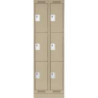 Clean Line Lockers, 3 -tier, Bank of 2, 24" x 18" x 76", Steel, Beige, Rivet (Assembled) Planification Entrepots Molloy