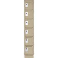 Clean Line Lockerette, 6 -tier, 12" x 18" x 76", Steel, Beige, Rivet (Assembled) Planification Entrepots Molloy