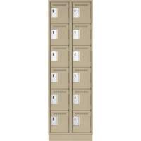 Clean Line Lockerette, 6 -tier, Bank of 2, 24" x 18" x 76", Steel, Beige, Rivet (Assembled) Planification Entrepots Molloy