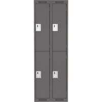 Clean Line Lockers, 2 -tier, Bank of 2, 24" x 18" x 72", Steel, Charcoal, Rivet (Assembled) Planification Entrepots Molloy