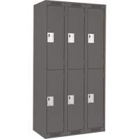 Clean Line Lockers, 2 -tier, Bank of 3, 36" x 18" x 72", Steel, Charcoal, Rivet (Assembled) Planification Entrepots Molloy