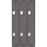 Clean Line Lockers, 2 -tier, Bank of 3, 36" x 18" x 72", Steel, Charcoal, Rivet (Assembled) Planification Entrepots Molloy