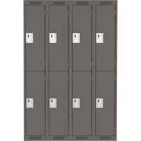 Clean Line Lockers, 2 -tier, Bank of 4, 48" x 18" x 72", Steel, Charcoal, Rivet (Assembled) Planification Entrepots Molloy