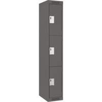 Clean Line Lockers, 3 -tier, 12" x 18" x 72", Steel, Charcoal, Rivet (Assembled) Planification Entrepots Molloy