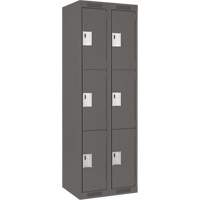 Clean Line Lockers, 3 -tier, Bank of 2, 24" x 18" x 72", Steel, Charcoal, Rivet (Assembled) Planification Entrepots Molloy