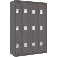 Casiers Clean Line, 3 niveaux, Bloc de 4, 48" x 18" x 72", Acier, Charbon, Rivet (assembl&eacute;) Planification Entrepots Molloy