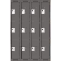 Casiers Clean Line, 3 niveaux, Bloc de 4, 48" x 18" x 72", Acier, Charbon, Rivet (assembl&eacute;) Planification Entrepots Molloy