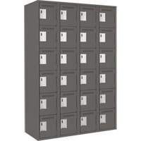 Clean Line Lockerette, 6 -tier, Bank of 4, 48" x 18" x 72", Steel, Charcoal, Rivet (Assembled) Planification Entrepots Molloy