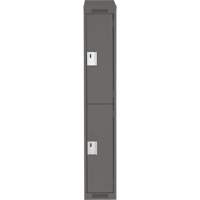 Clean Line Lockers, 2 -tier, 12" x 18" x 78", Steel, Charcoal, Rivet (Assembled) Planification Entrepots Molloy