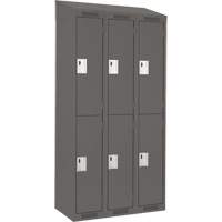 Clean Line Lockers, 2 -tier, Bank of 3, 36" x 18" x 78", Steel, Charcoal, Rivet (Assembled) Planification Entrepots Molloy