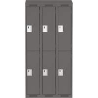Clean Line Lockers, 2 -tier, Bank of 3, 36" x 18" x 78", Steel, Charcoal, Rivet (Assembled) Planification Entrepots Molloy