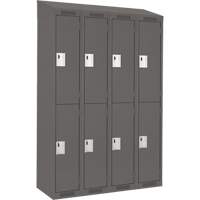 Clean Line Lockers, 2 -tier, Bank of 4, 48" x 18" x 78", Steel, Charcoal, Rivet (Assembled) Planification Entrepots Molloy