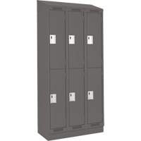 Clean Line Lockers, 2 -tier, Bank of 3, 36" x 18" x 82", Steel, Charcoal, Rivet (Assembled) Planification Entrepots Molloy