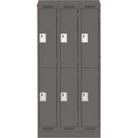 Clean Line Lockers, 2 -tier, Bank of 3, 36" x 18" x 82", Steel, Charcoal, Rivet (Assembled) Planification Entrepots Molloy