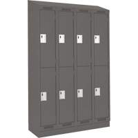 Clean Line Lockers, 2 -tier, Bank of 4, 48" x 18" x 82", Steel, Charcoal, Rivet (Assembled) Planification Entrepots Molloy