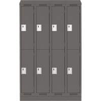 Clean Line Lockers, 2 -tier, Bank of 4, 48" x 18" x 82", Steel, Charcoal, Rivet (Assembled) Planification Entrepots Molloy