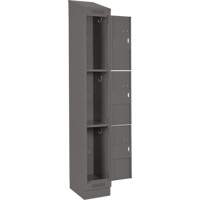Clean Line Lockers, 3 -tier, Bank of 4, 48" x 18" x 82", Steel, Charcoal, Rivet (Assembled) Planification Entrepots Molloy