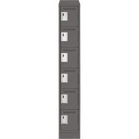 Clean Line Lockerette, 6 -tier, 12" x 18" x 82", Steel, Charcoal, Rivet (Assembled) Planification Entrepots Molloy