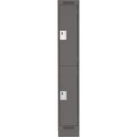 Clean Line Lockers, 2 -tier, 12" x 18" x 76", Steel, Charcoal, Rivet (Assembled) Planification Entrepots Molloy