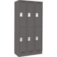 Clean Line Lockers, 2 -tier, Bank of 3, 36" x 18" x 76", Steel, Charcoal, Rivet (Assembled) Planification Entrepots Molloy