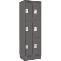 Clean Line Lockers, 3 -tier, Bank of 2, 24" x 18" x 76", Steel, Charcoal, Rivet (Assembled) Planification Entrepots Molloy