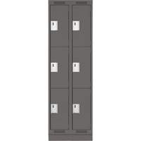 Clean Line Lockers, 3 -tier, Bank of 2, 24" x 18" x 76", Steel, Charcoal, Rivet (Assembled) Planification Entrepots Molloy