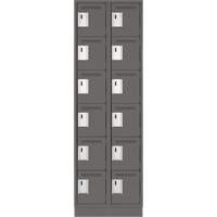 Clean Line Lockerette, 6 -tier, Bank of 2, 24" x 18" x 76", Steel, Charcoal, Rivet (Assembled) Planification Entrepots Molloy