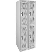 Casiers Clean Line, 2 niveaux, Bloc de 2, 24" x 12" x 72", Acier, Gris, Rivet (assembl&eacute;), Perfor&eacute; Planification Entrepots Molloy