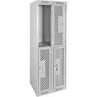 Casiers Clean Line, 2 niveaux, Bloc de 2, 24" x 12" x 72", Acier, Gris, Rivet (assembl&eacute;), Perfor&eacute; Planification Entrepots Molloy