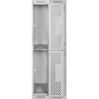Casiers Clean Line, 2 niveaux, Bloc de 2, 24" x 12" x 72", Acier, Gris, Rivet (assembl&eacute;), Perfor&eacute; Planification Entrepots Molloy