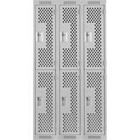 Casiers Clean Line, 2 niveaux, Bloc de 3, 36" x 12" x 72", Acier, Gris, Rivet (assembl&eacute;), Perfor&eacute; Planification Entrepots Molloy