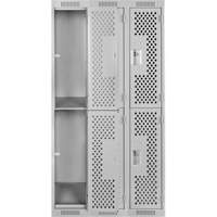 Casiers Clean Line, 2 niveaux, Bloc de 3, 36" x 12" x 72", Acier, Gris, Rivet (assembl&eacute;), Perfor&eacute; Planification Entrepots Molloy