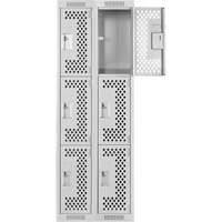Casiers Clean Line, 3 niveaux, Bloc de 2, 24" x 12" x 72", Acier, Gris, Rivet (assembl&eacute;), Perfor&eacute; Planification Entrepots Molloy