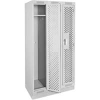 Clean Line Lockers, Bank of 3, 36" x 12" x 76", Steel, Grey, Rivet (Assembled), Perforated Planification Entrepots Molloy