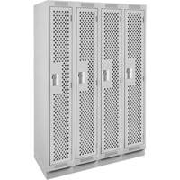 Clean Line Lockers, Bank of 4, 48" x 15" x 76", Steel, Grey, Rivet (Assembled), Perforated Planification Entrepots Molloy