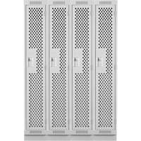 Clean Line Lockers, Bank of 4, 48" x 15" x 76", Steel, Grey, Rivet (Assembled), Perforated Planification Entrepots Molloy