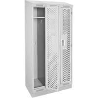 Clean Line Lockers, Bank of 3, 36" x 18" x 82", Steel, Grey, Rivet (Assembled), Perforated Planification Entrepots Molloy
