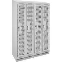 Clean Line Lockers, Bank of 4, 48" x 18" x 82", Steel, Grey, Rivet (Assembled), Perforated Planification Entrepots Molloy