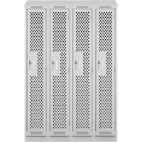 Clean Line Lockers, Bank of 4, 48" x 18" x 82", Steel, Grey, Rivet (Assembled), Perforated Planification Entrepots Molloy