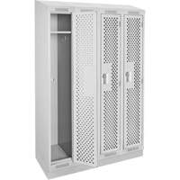 Clean Line Lockers, Bank of 4, 48" x 18" x 82", Steel, Grey, Rivet (Assembled), Perforated Planification Entrepots Molloy