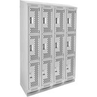 Casiers Clean Line, 3 niveaux, Bloc de 4, 48" x 15" x 82", Acier, Gris, Rivet (assembl&eacute;), Perfor&eacute; Planification Entrepots Molloy