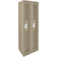 Clean Line Lockers, Bank of 2, 24" x 15" x 72", Steel, Beige, Rivet (Assembled), Perforated Planification Entrepots Molloy