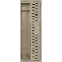 Clean Line Lockers, Bank of 2, 24" x 15" x 72", Steel, Beige, Rivet (Assembled), Perforated Planification Entrepots Molloy